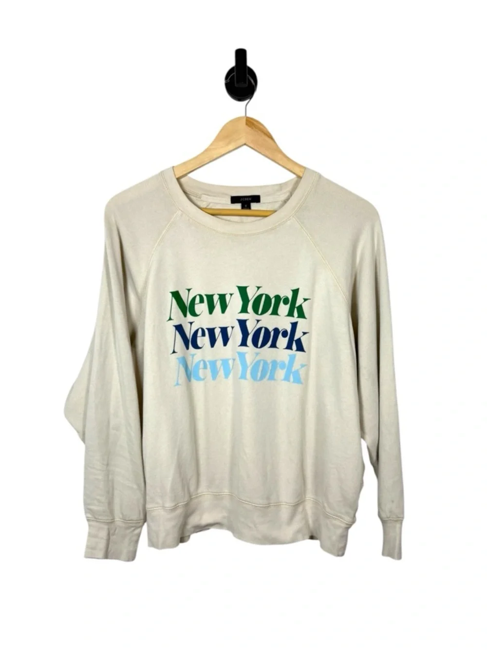 J.Crew Magic Rinse New York Crewneck Sweatshirt Cream Size S AY080
